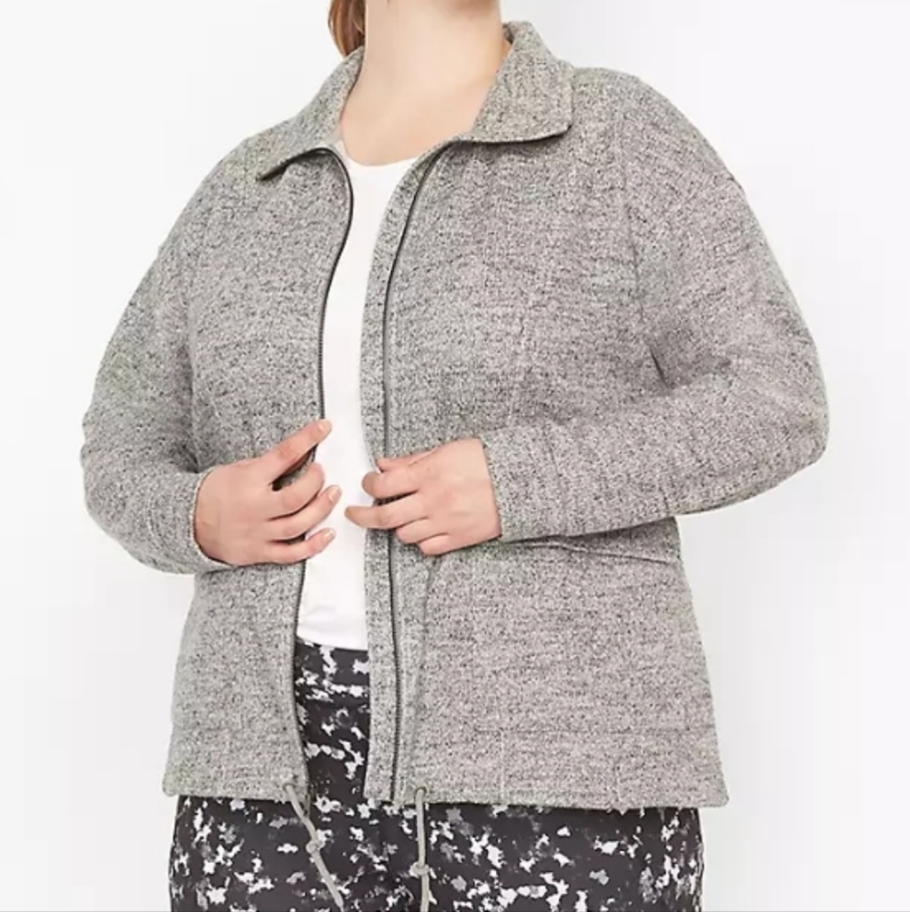 LIVI ACTIVE Lane Bryant Gray Knit Zip Front Athleisure Jacket Women's Size 18/20